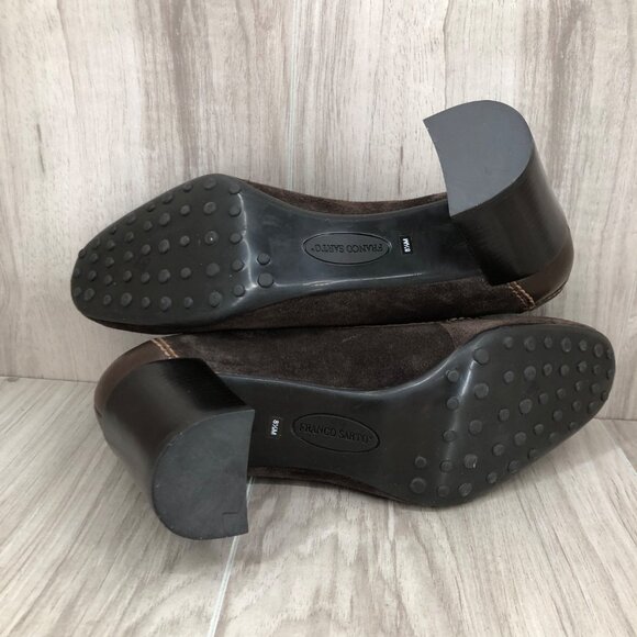 Franco Sarto Heeled Loafers Womens 8.5M Brown Suede Slip On Shoes - Picture 11 of 11